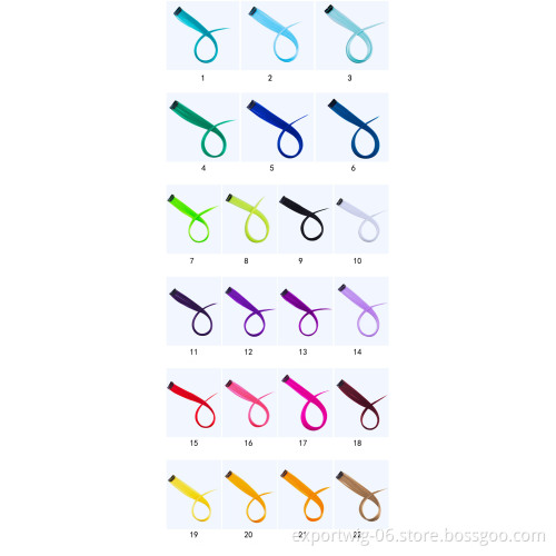Clip Hair Extensions Clip Ponytail Hair Accessories Party Highlights Streak Straight Synthetic Fiber Hairpieces Blonde Purple